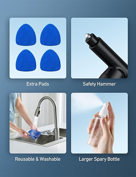 AstroAI AstroAI Windshield Cleaner Tool Car Interior Detailing Kit with Extendable Handle and Reusable Microfiber Pads for Auto Glass Wiping - View 9 of 9