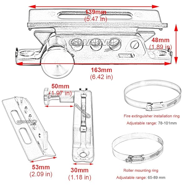 GUAIMI GUAIMI Adjustable Fire Extinguisher Mount Holder Bracket for Wrangler TJ JK JKU JL UTVs Polaris RZR Ranger Home Boat Silver - View 8 of 8