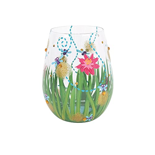 Enesco Enesco Lolita Firefly Hand-Painted Stemless Wine Glass - Artisan Multicolor Design