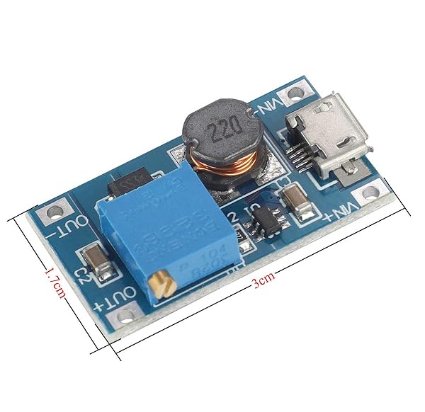 VKLSVAN VKLSVAN 10PCS DC-DC Boost Converter Adjustable Step Up Power Supply Module 2V-24V to 5V-28V with Micro USB - View 4 of 6