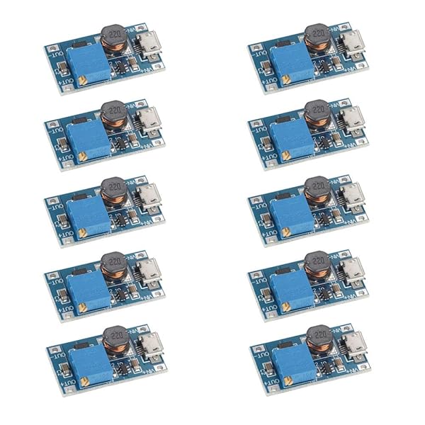VKLSVAN VKLSVAN 10PCS DC-DC Boost Converter Adjustable Step Up Power Supply Module 2V-24V to 5V-28V with Micro USB - View 2 of 6