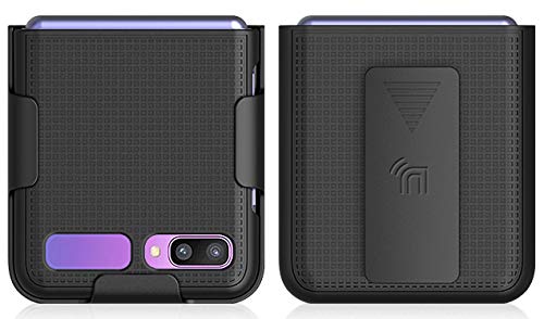 Nakedcellphone Black Snap-On Case with Clip for Samsung Galaxy Z Flip 5G Phone Rotating Belt Holster Holder Combo by Nakedcellphone - View 3 of 10