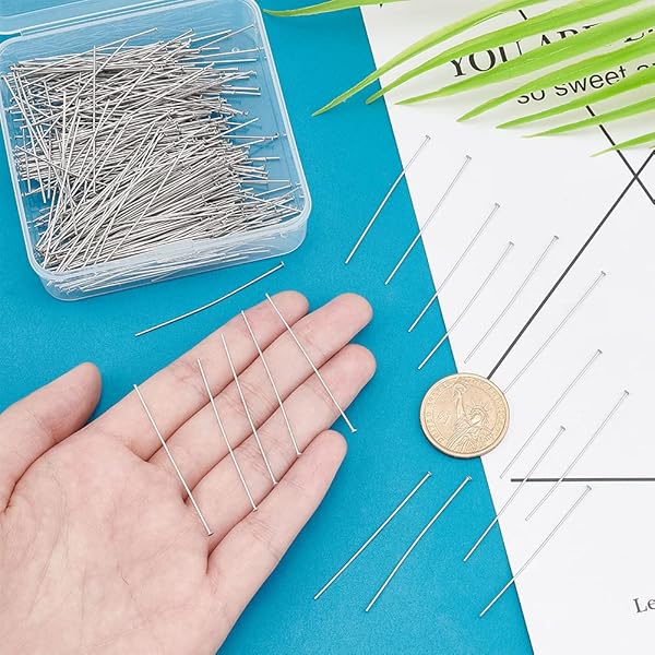 UNICRAFTALE UNICRAFTALE 500pcs Stainless Steel Head Pins 50mm Flat Head Pins for Jewelry Making DIY Craft with Container - View 6 of 9