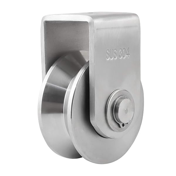 BNYZWOT BNYZWOT V Type 304 Stainless Steel Pulley Block Super Silent 360 Degree Rotation Heavy Duty Grooved Wheel 1-Pack