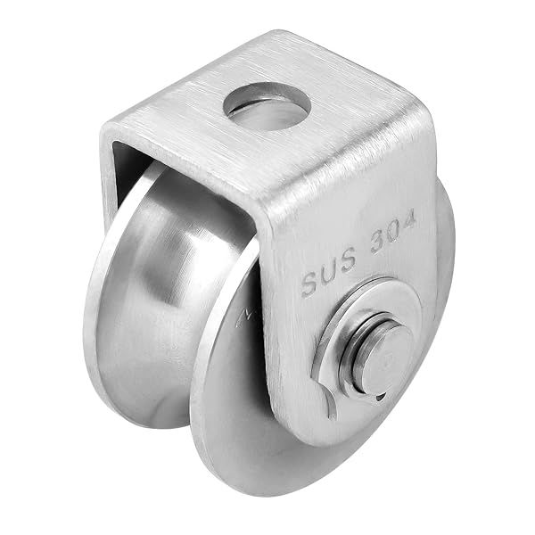 BNYZWOT Pulley Block U Type Single Wheel Duplex Bearing 304 Stainless Steel 880lb Capacity for Smooth Material Handling and Moving - View 4 of 5