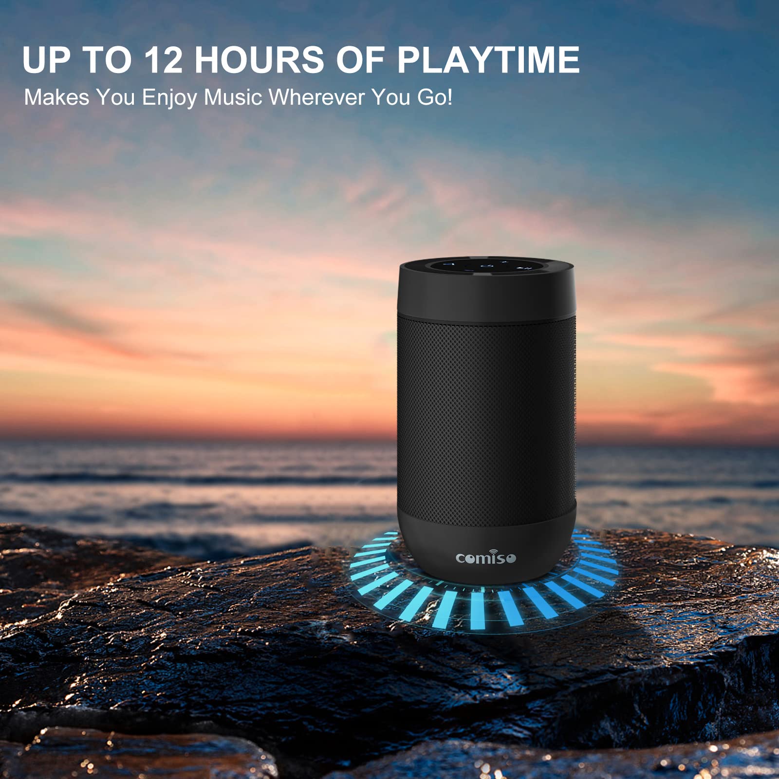 comiso Comiso Bluetooth Speaker Wireless 53 TWS Stereo Pairing Built in Mic 360 HD Sound IP65 Waterproof for Home Party Outdoor Beach Gift Black - View 7 of 8