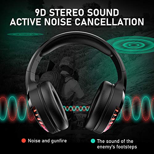 ZIYOU LANG Wireless Bluetooth Headphone Noise Cancellation HiFi Stereo Sound Deep Bass RGB Backlight Rechargeable Over Ear Headset for PC Mac Gaming - View 4 of 10