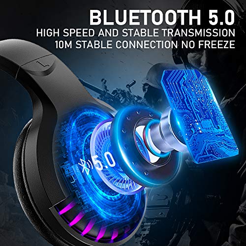 ZIYOU LANG Wireless Bluetooth Headphone Noise Cancellation HiFi Stereo Sound Deep Bass RGB Backlight Rechargeable Over Ear Headset for PC Mac Gaming - View 5 of 10