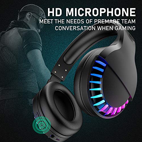 ZIYOU LANG Wireless Bluetooth Headphone Noise Cancellation HiFi Stereo Sound Deep Bass RGB Backlight Rechargeable Over Ear Headset for PC Mac Gaming - View 7 of 10