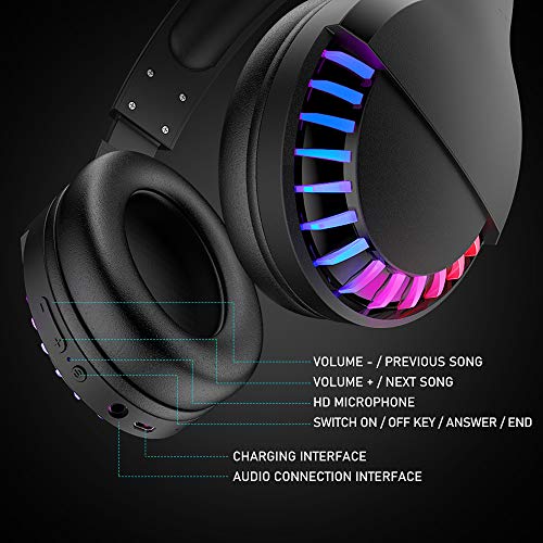 ZIYOU LANG Wireless Bluetooth Headphone Noise Cancellation HiFi Stereo Sound Deep Bass RGB Backlight Rechargeable Over Ear Headset for PC Mac Gaming - View 9 of 10
