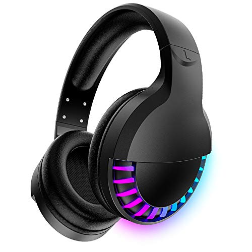 ZIYOU LANG Wireless Bluetooth Headphone Noise Cancellation HiFi Stereo Sound Deep Bass RGB Backlight Rechargeable Over Ear Headset for PC Mac Gaming