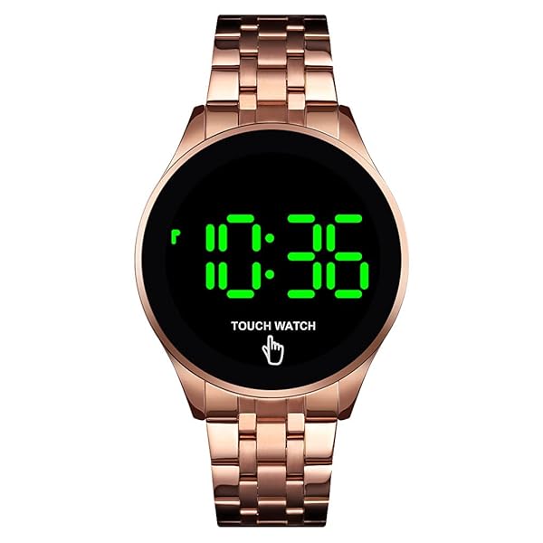 Stylish Waterproof Touch Screen LED Watch for Men & Women - Rose Gold Stainless Steel Sport Casual Timepiece