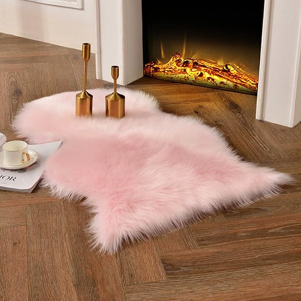 duduta Duduta Pink Faux Sheepskin Rugs 2x3 ft Fluffy Shag Throw Rugs and Faux Fur Chair Seat Covers Machine Washable
