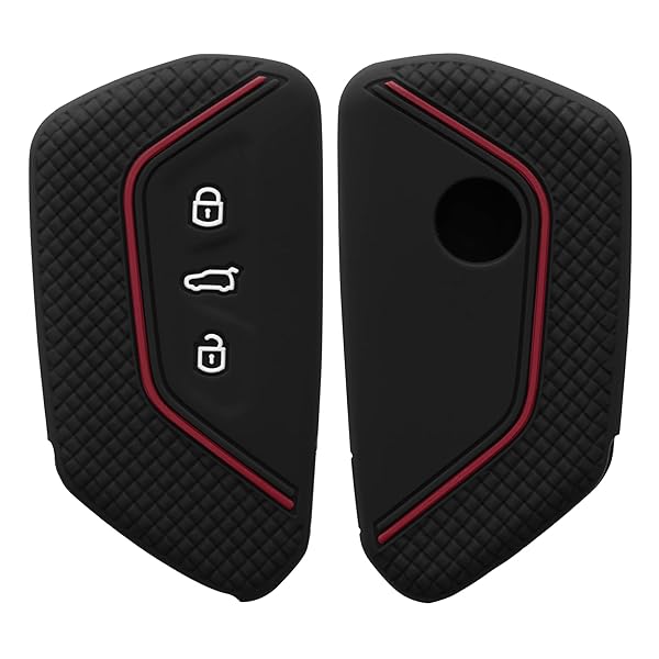 kwmobile KWMobile VW Golf 8 Car Key Cover - Silicone 3 Button Fob Case in Black/Red for Ultimate Protection