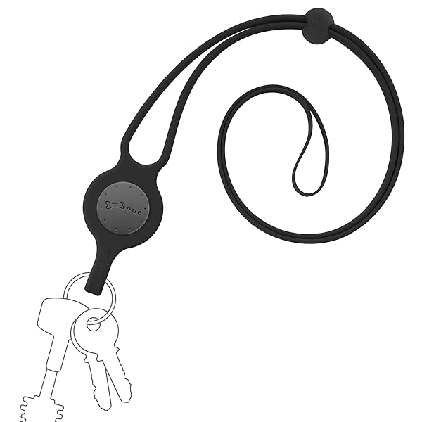 Adjustable BONE Lanyard Hook & Silicone Strap for ID Badges, Keys, Cameras & Phones - Versatile Black Neck Lanyard