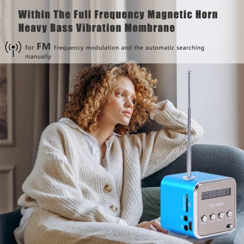 ASHATA Eboxer Portable Mini Speaker Music Player FM Radio Stereo Speaker Compact Design Ideal for Room Bike Car Phone Tablet Computer Blue - View 3 of 9