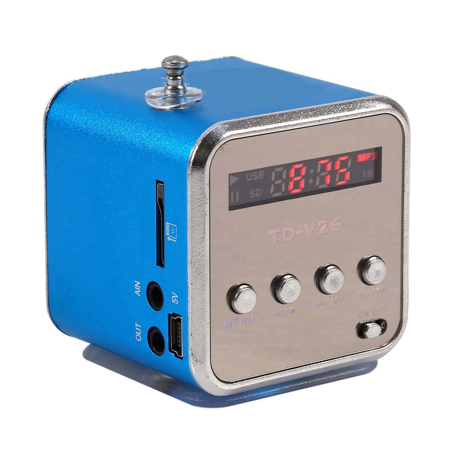 Eboxer Portable Mini Speaker Music Player FM Radio Stereo Speaker Compact Design Ideal for Room Bike Car Phone Tablet Computer Blue