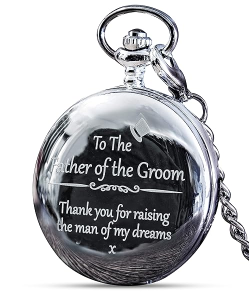 FJ FREDERICK JAMES Father of The Groom Gifts from Bride Thank You for Raising The Man of My Dreams Pocket Watch Wedding Gift for Father in Law