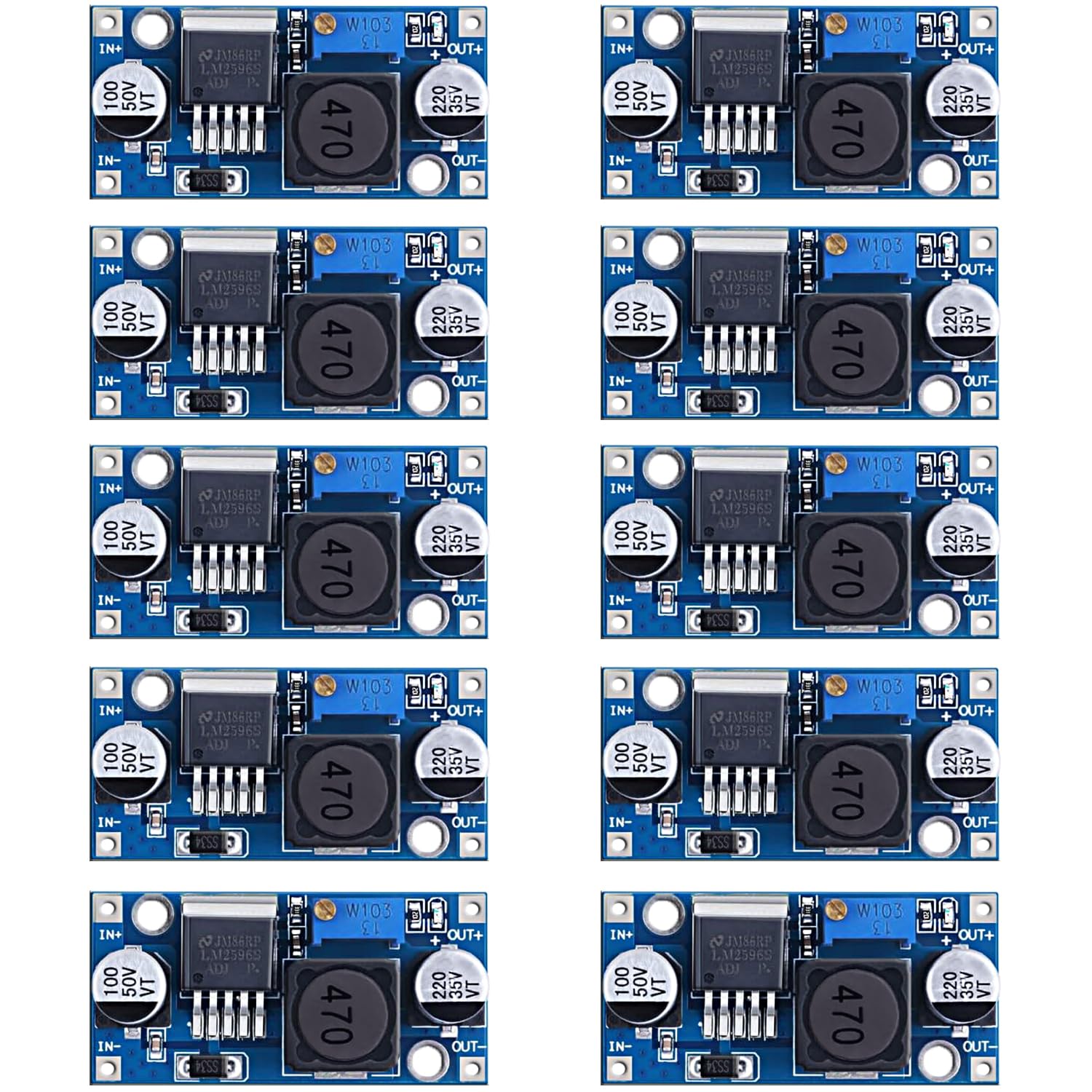 DaFuRui Dafurui 10 Pack LM2596 Adjustable Buck Converter 3.0-40V to 1.5-35V Power Supply Step Down Voltage Regulator Module
