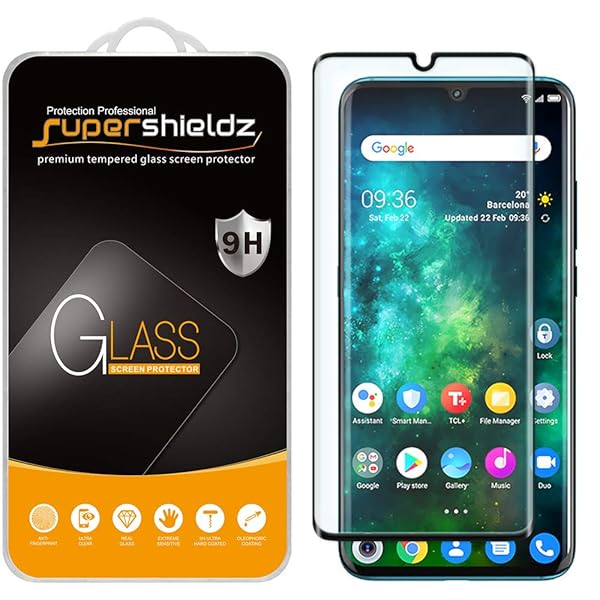 Supershieldz Supershieldz 2 Pack Tempered Glass Screen Protector for TCL 10 Pro Full Cover 3D Curved Anti Scratch Bubble Free Black - View 2 of 6