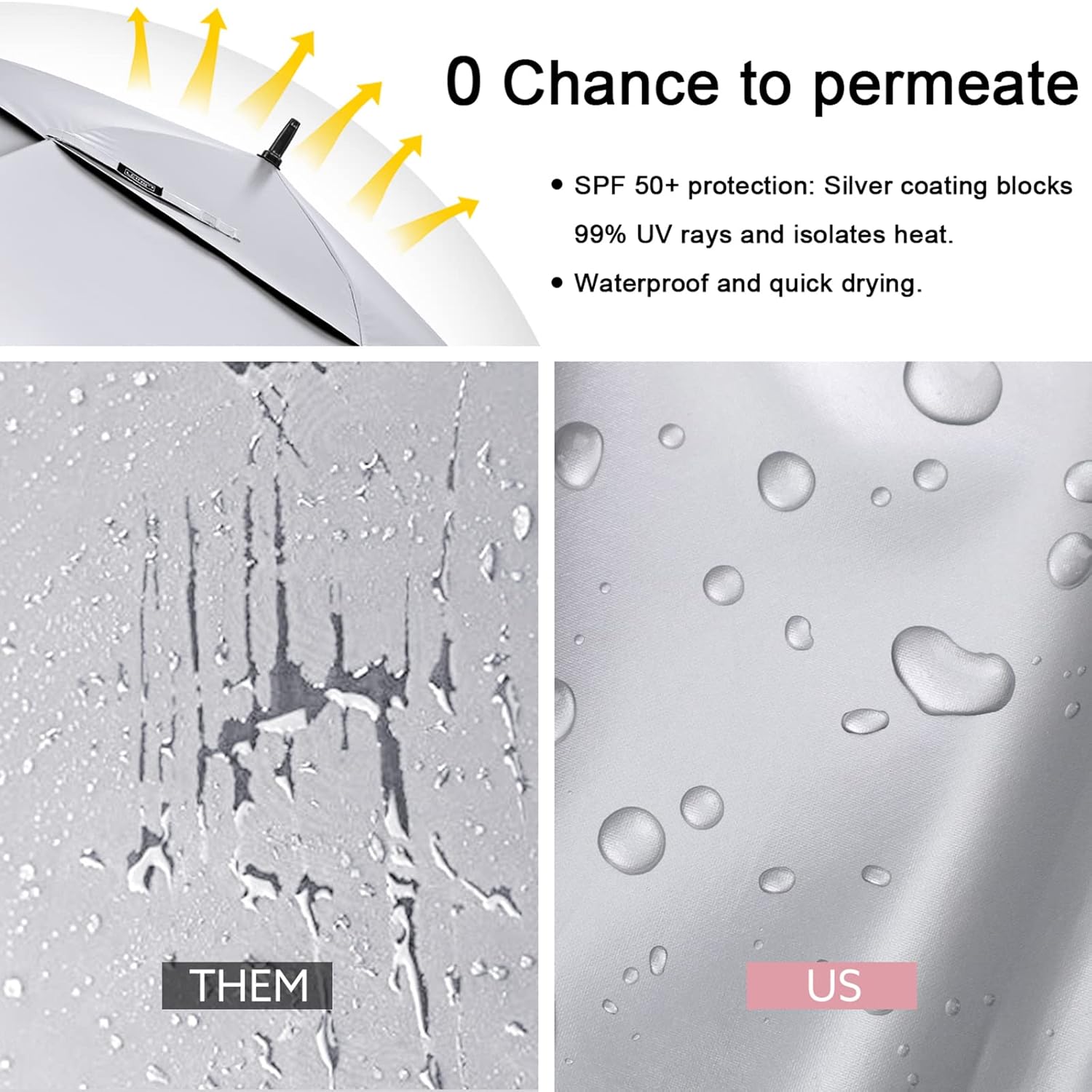 G4Free G4Free 68 Inch Vented UV Golf Beach Umbrella Auto Open Windproof Sun Shade Silver Pink - View 2 of 9