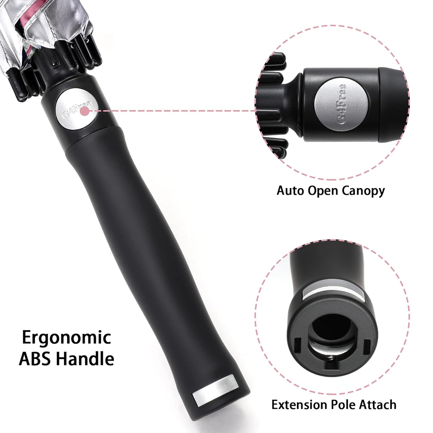 G4Free G4Free 68 Inch Vented UV Golf Beach Umbrella Auto Open Windproof Sun Shade Silver Pink - View 5 of 9