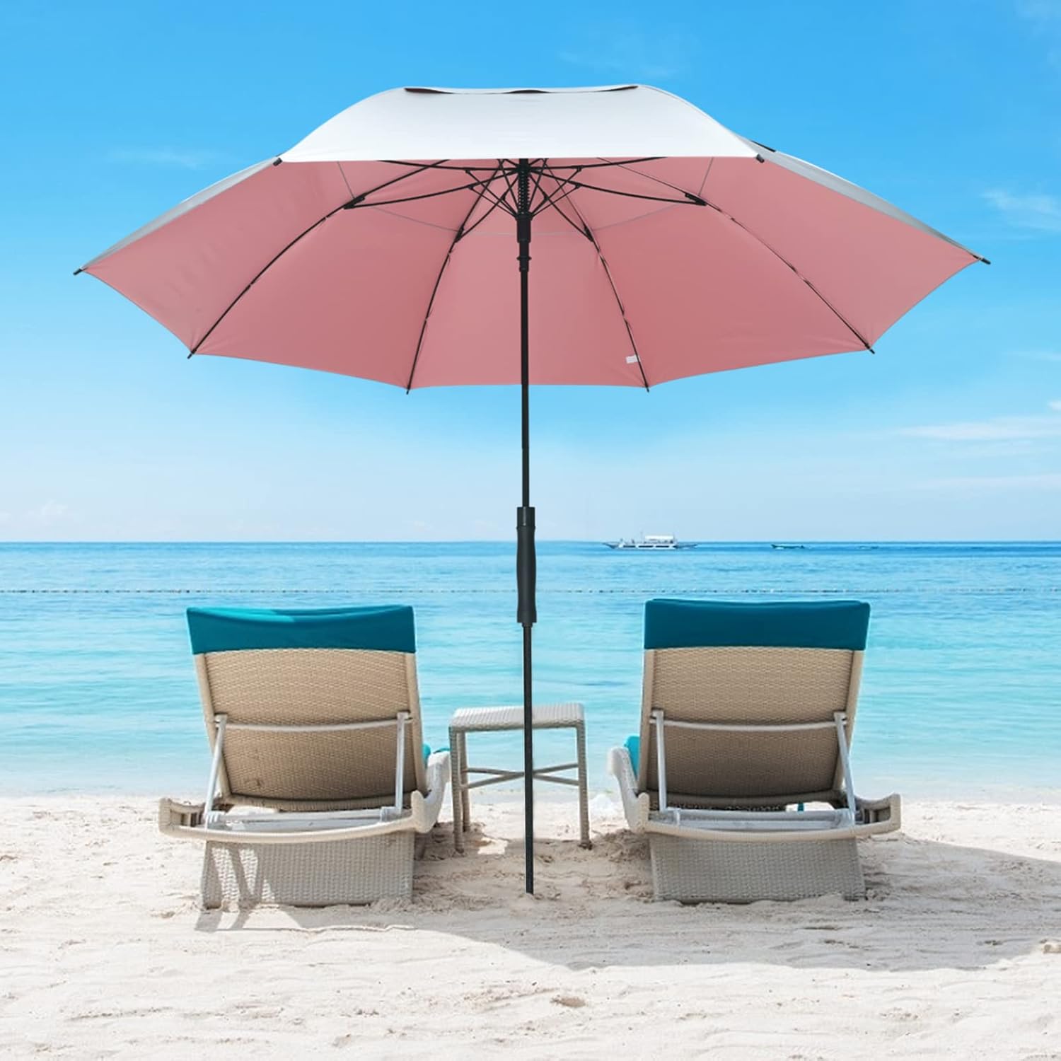 G4Free G4Free 68 Inch Vented UV Golf Beach Umbrella Auto Open Windproof Sun Shade Silver Pink - View 7 of 9