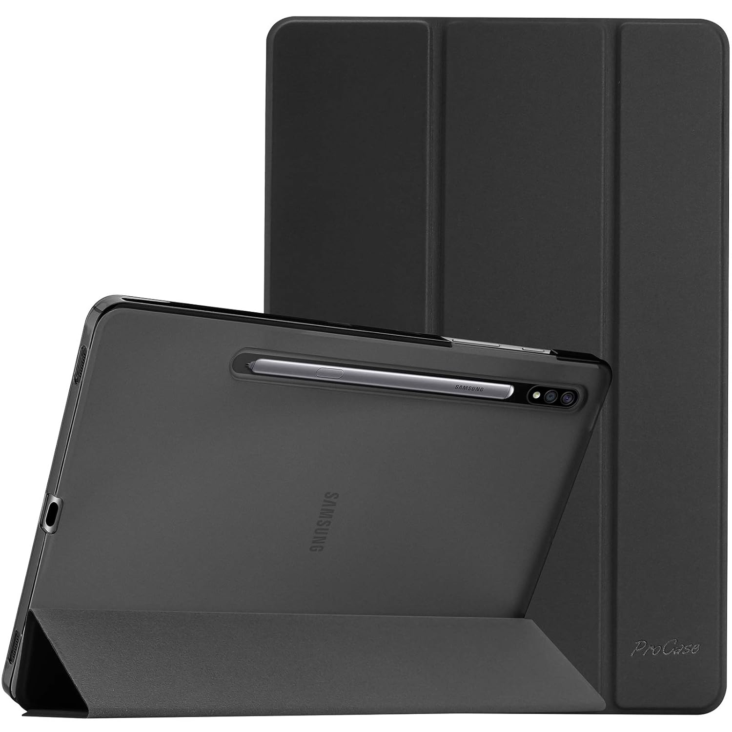 ProCase Slim Case for Galaxy Tab S8 and Tab S7 11 inch Lightweight Stand Cover Black