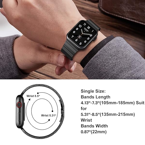 Fitlink Fitlink Stainless Steel Metal Watch Band for Apple Watch 42mm 44mm Compatible with Series 6 SE 5 4 3 2 1 in Black - View 5 of 8