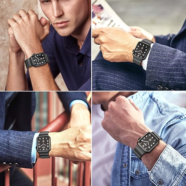 Fitlink Fitlink Stainless Steel Metal Watch Band for Apple Watch 42mm 44mm Compatible with Series 6 SE 5 4 3 2 1 in Black - View 7 of 8