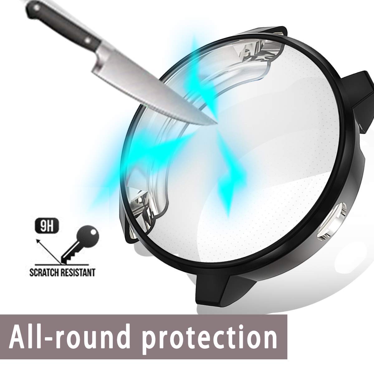 Garmin Vivoactive 3 Music Waterproof Protective Case Soft TPU Screen Protector Cover Scratch-Proof Bumper Shell Rose Gold - View 6 of 8