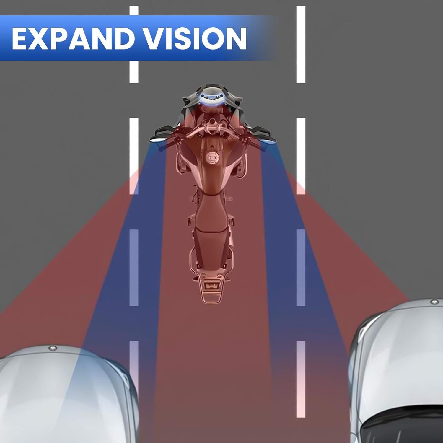 GUAIMI GUAIMI 180 Degree Wide Angle Motorcycle Mirrors for Safe Rear View Blind Spot Side Mirrors for Motorcycles ATVs UTVs Scooters Cars and Boats - View 4 of 8