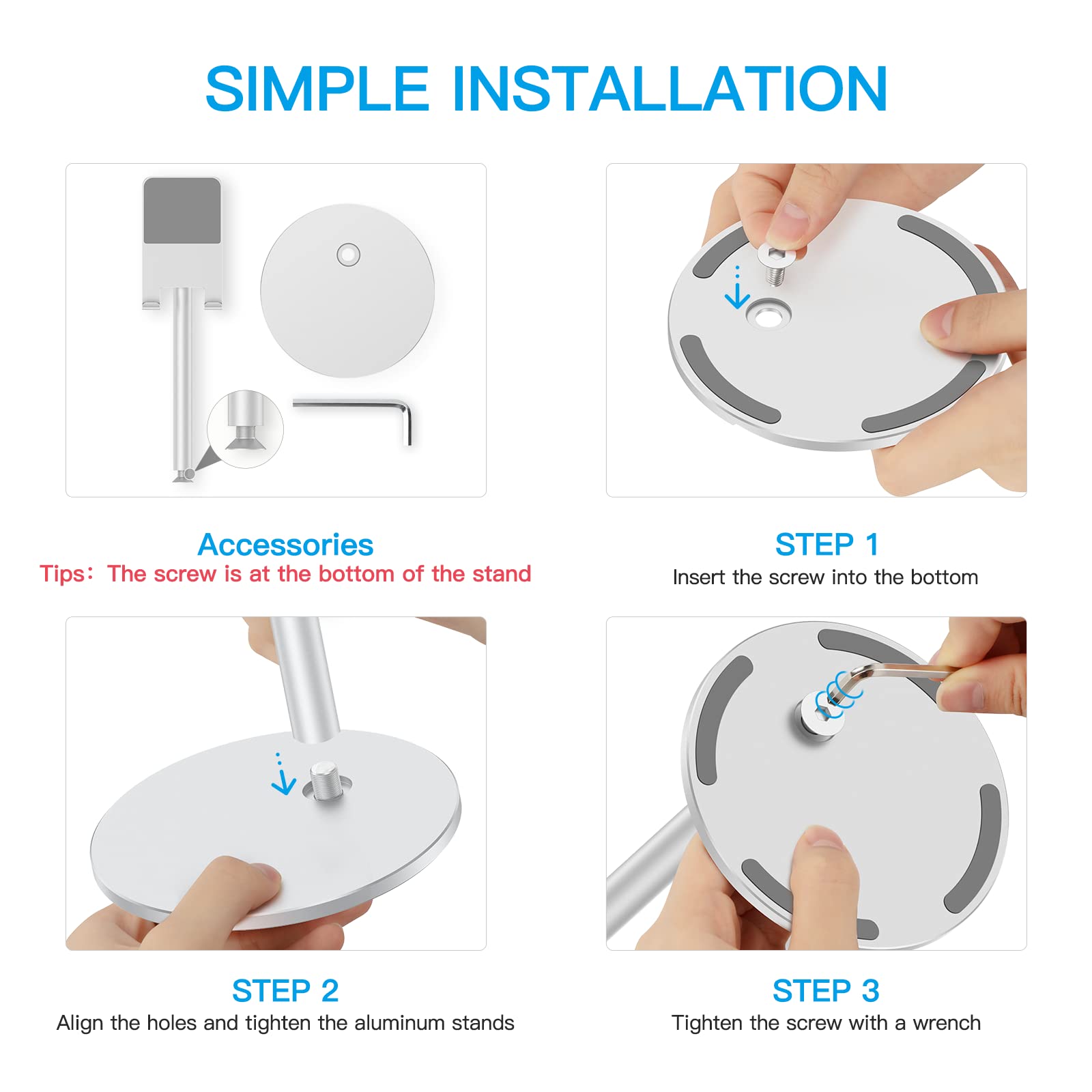 OMOTON OMOTON Adjustable Aluminum Phone Stand for Desk Compatible with iPhone 16 Pro Max Plus and Tablets 4-11 inches Silver - View 4 of 9