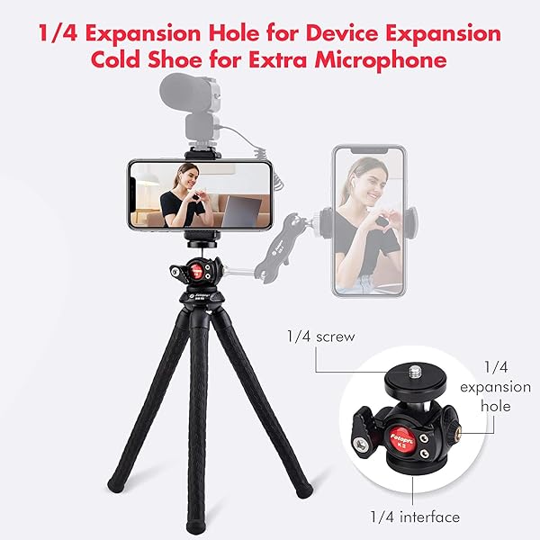 Fotopro Fotopro RM-80 Flexible Tripod with Ball Head for Travel Vlogging and Smartphones Compact Portable Handheld Camera Mount - View 4 of 7
