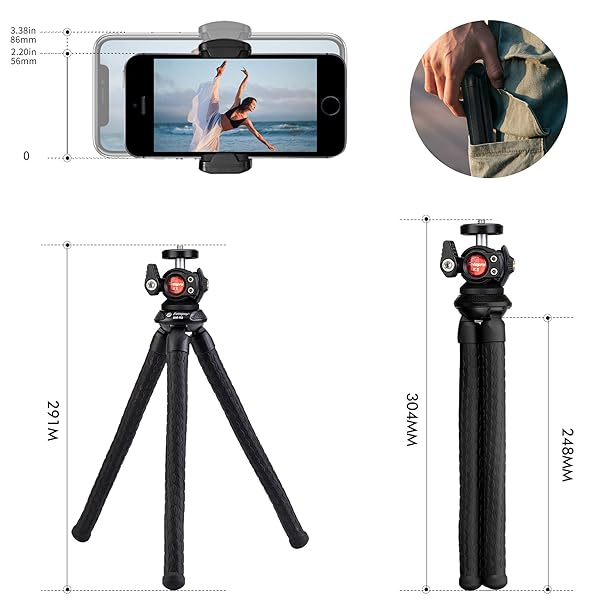 Fotopro Fotopro RM-80 Flexible Tripod with Ball Head for Travel Vlogging and Smartphones Compact Portable Handheld Camera Mount - View 6 of 7