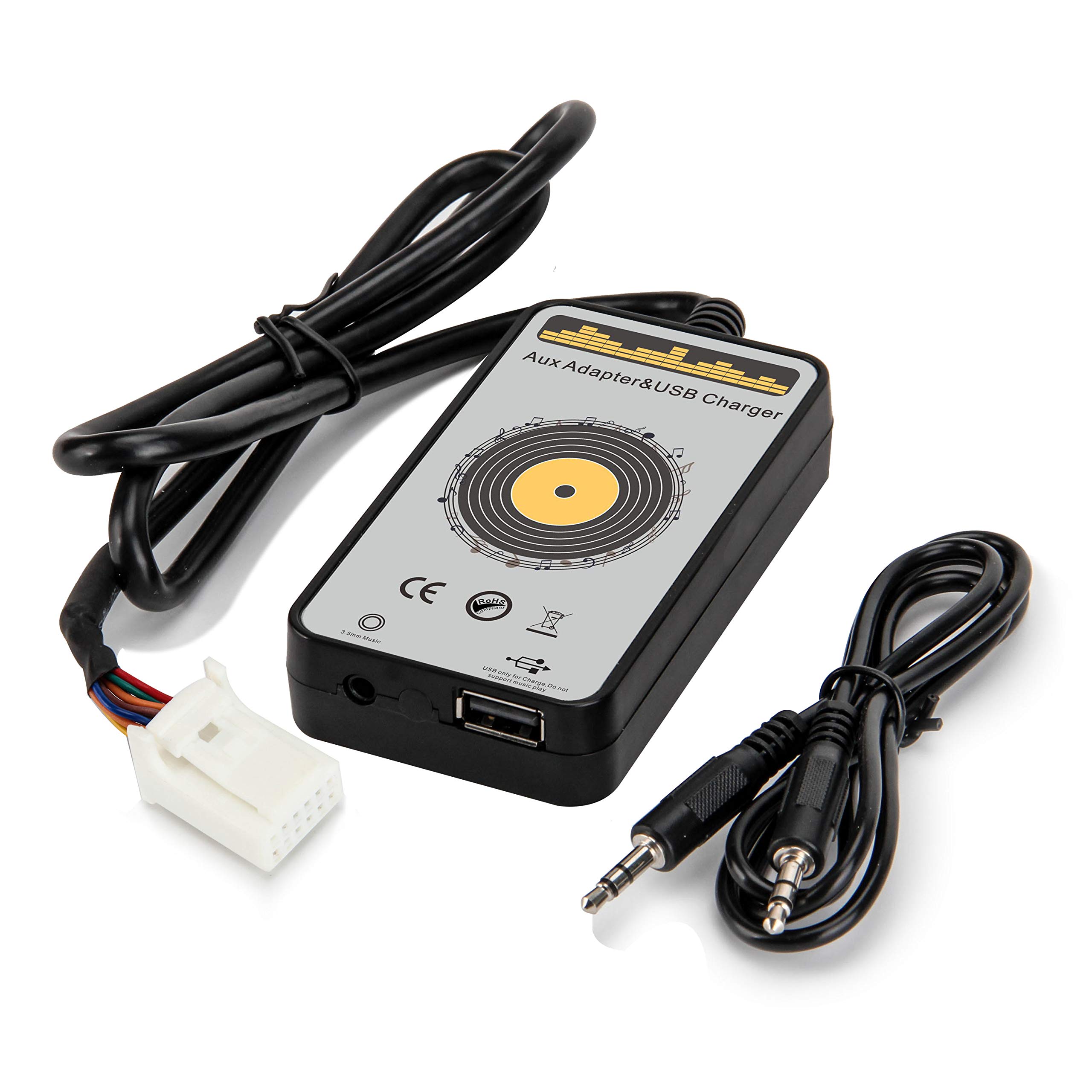 Yomikoo Car Audio AUX Input and USB Charging Interface 3.5mm Adapter for Toyota Camry RAV4 Avensis Corolla Tacoma 2003 to 2011 - View 3 of 7