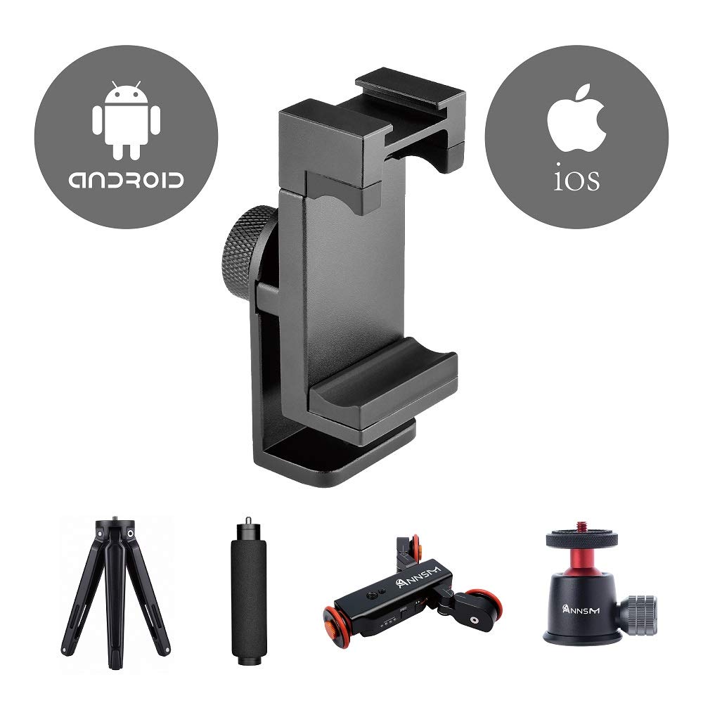 ANNSM Aluminum Smartphone Tripod Mount Adapter for Vertical Horizontal Shooting Compatible with iPhone Samsung LG Android Phones - View 4 of 6
