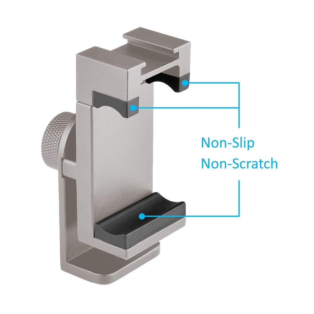 ANNSM Aluminum Smartphone Tripod Mount Adapter for Vertical Horizontal Shooting Compatible with iPhone Samsung LG Android Phones - View 5 of 6