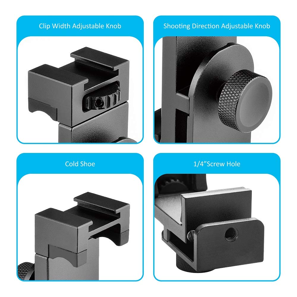 ANNSM Aluminum Smartphone Tripod Mount Adapter for Vertical Horizontal Shooting Compatible with iPhone Samsung LG Android Phones - View 6 of 6