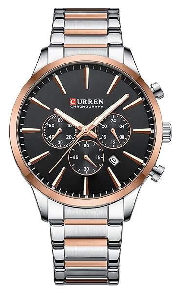 FANMIS FANMIS Men's Luxury Quartz Watch Casual Analog Calendar Chronograph Stainless Steel Waterproof Black Rose