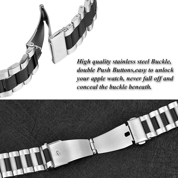 WorryFree Gadgets Stainless Steel Apple Watch Band for Series 5 4 3 2 1 Dressy Bracelet 38mm 42mm Fashion Jewelry Replacement Smart Watch Accessory - View 6 of 7