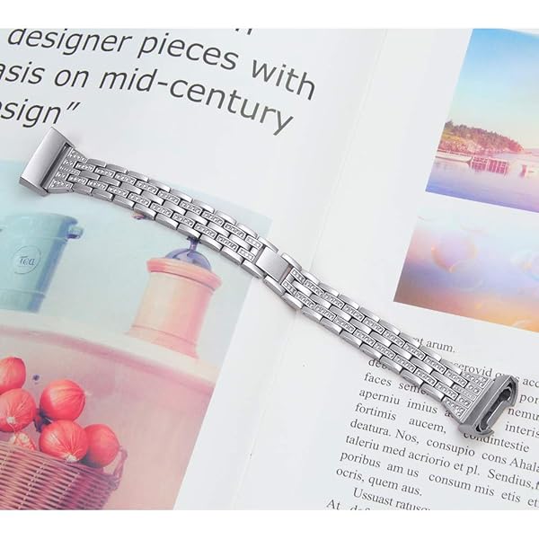 FitTurn Chic Bling Bands for Fitbit Charge 4 3 SE Rhinestone Stainless Steel Replacement Strap Jewelry for Women - View 7 of 9