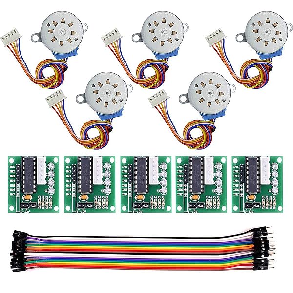 DaFuRui DaFuRui 5Pack 28BYJ-48 Stepper Motor with ULN2003 Driver Board for Arduino Projects