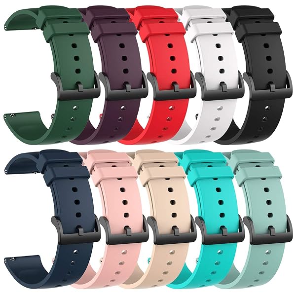 Chofit Chofit 10 Pack Silicone Bands for Amazfit Active 2 GTR mini GTS 2 3 4 Bip 3 3 Pro Bip U U Pro 20MM Replacement Watch Straps - View 2 of 8