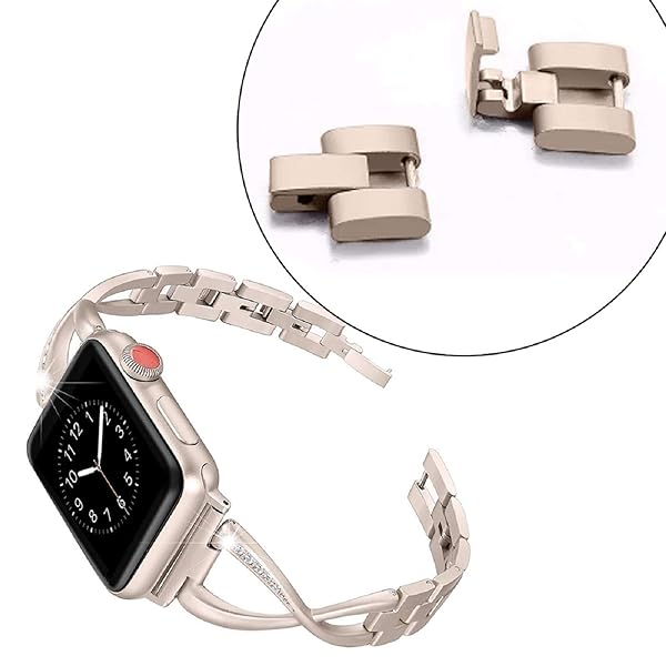 WorryFree Gadgets Worryfree Gadgets Stainless Steel Apple Watch Band Dressy Bracelet Compatible with Series Ultra 8 7 6 SE 5 4 3 2 1 38mm 40mm 41mm 42mm 44mm 45mm 49mm - View 3 of 6