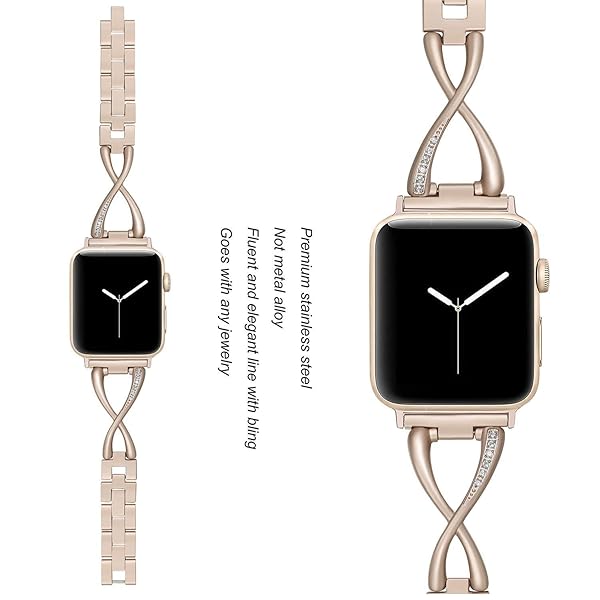 WorryFree Gadgets Worryfree Gadgets Stainless Steel Apple Watch Band Dressy Bracelet Compatible with Series Ultra 8 7 6 SE 5 4 3 2 1 38mm 40mm 41mm 42mm 44mm 45mm 49mm - View 5 of 6