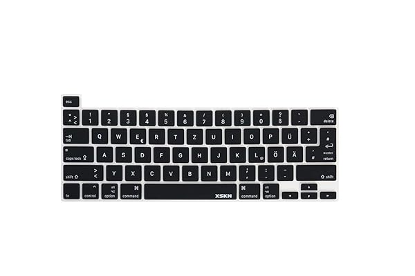 XSKN XSKN German Language Black Silicone Keyboard Cover for 2019 MacBook Pro 16 inch A2141 and 2020 MacBook Pro 13.3 inch A2251 A2289 A2338 M1 - View 3 of 8