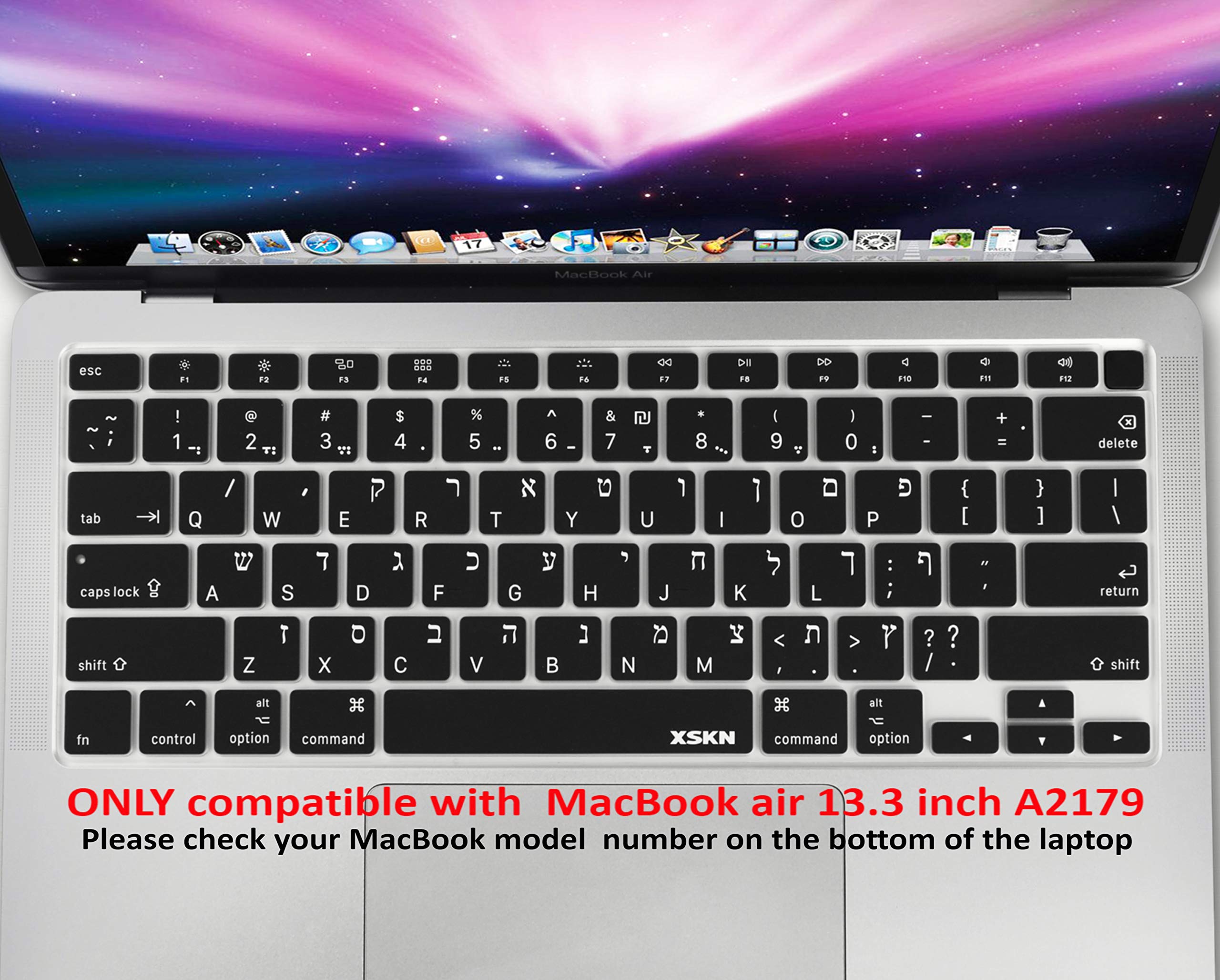 XSKN Hebrew English Silicone Keyboard Cover for 2020 MacBook Air 13.3 inch A2179 A2337 Touch ID Retina Display - View 7 of 7