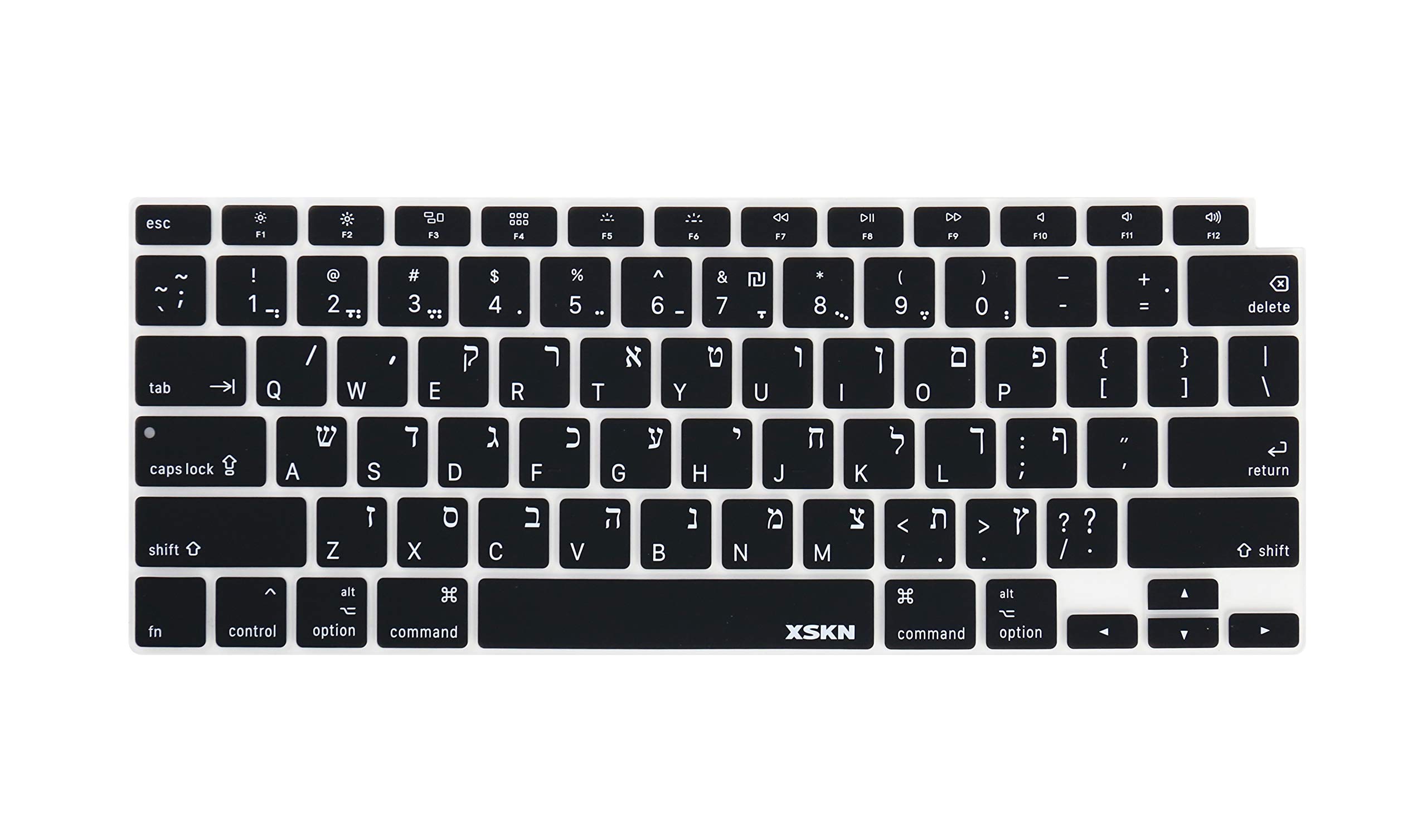 XSKN Hebrew English Silicone Keyboard Cover for 2020 MacBook Air 13.3 inch A2179 A2337 Touch ID Retina Display