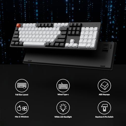 Keychron Keychron C2 Wired Mechanical Gaming Keyboard: 104 Keys, Gateron Brown Switch, White LED, Mac Layout, USB-C for Windows & Mac - View 10 of 10
